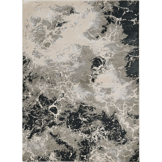 8' X 11' Silver Machine Woven Abstract Watercolor Indoor Area Rug