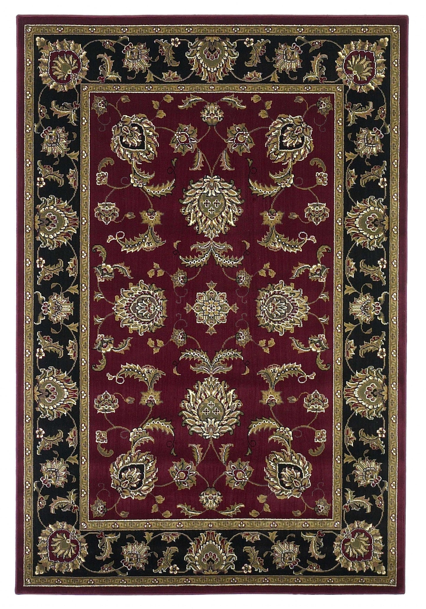 9' X 13' Red and Black Area Rug