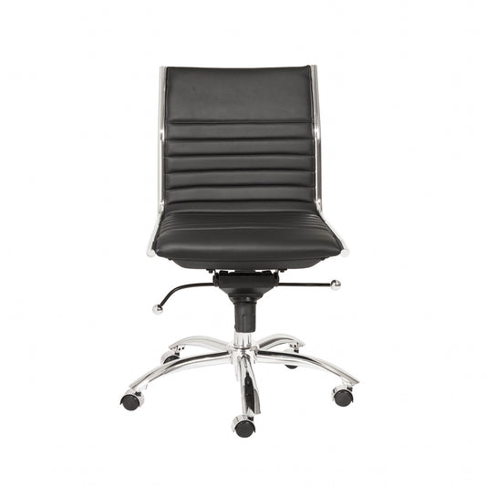 Black and Silver Adjustable Swivel Faux Leather Rolling Conference Office Chair