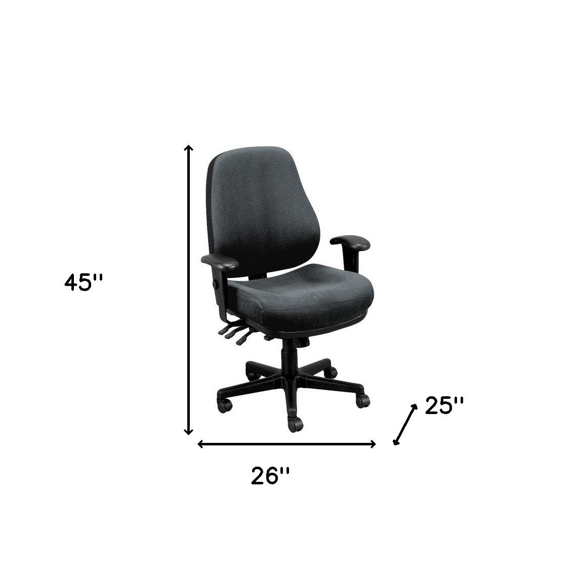 Charcoal and Black Adjustable Swivel Fabric Rolling Office Chair