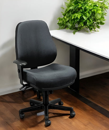 Charcoal and Black Adjustable Swivel Fabric Rolling Office Chair