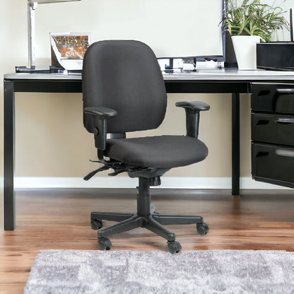 Navy Blue and Black Adjustable Swivel Fabric Rolling Office Chair