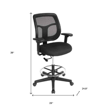 Black Adjustable Swivel Mesh Rolling Drafting Chair