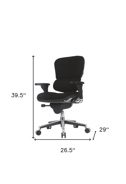 Black Adjustable Swivel Fabric Rolling Office Chair