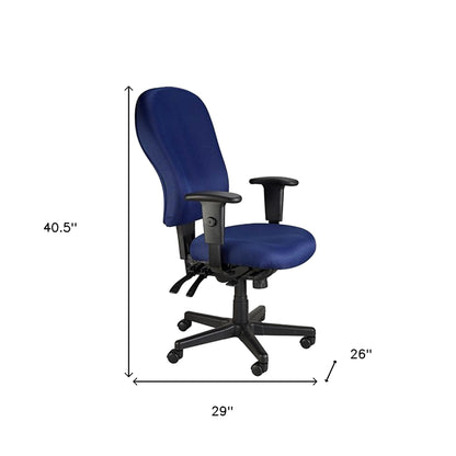 Navy Blue and Black Adjustable Swivel Fabric Rolling Office Chair