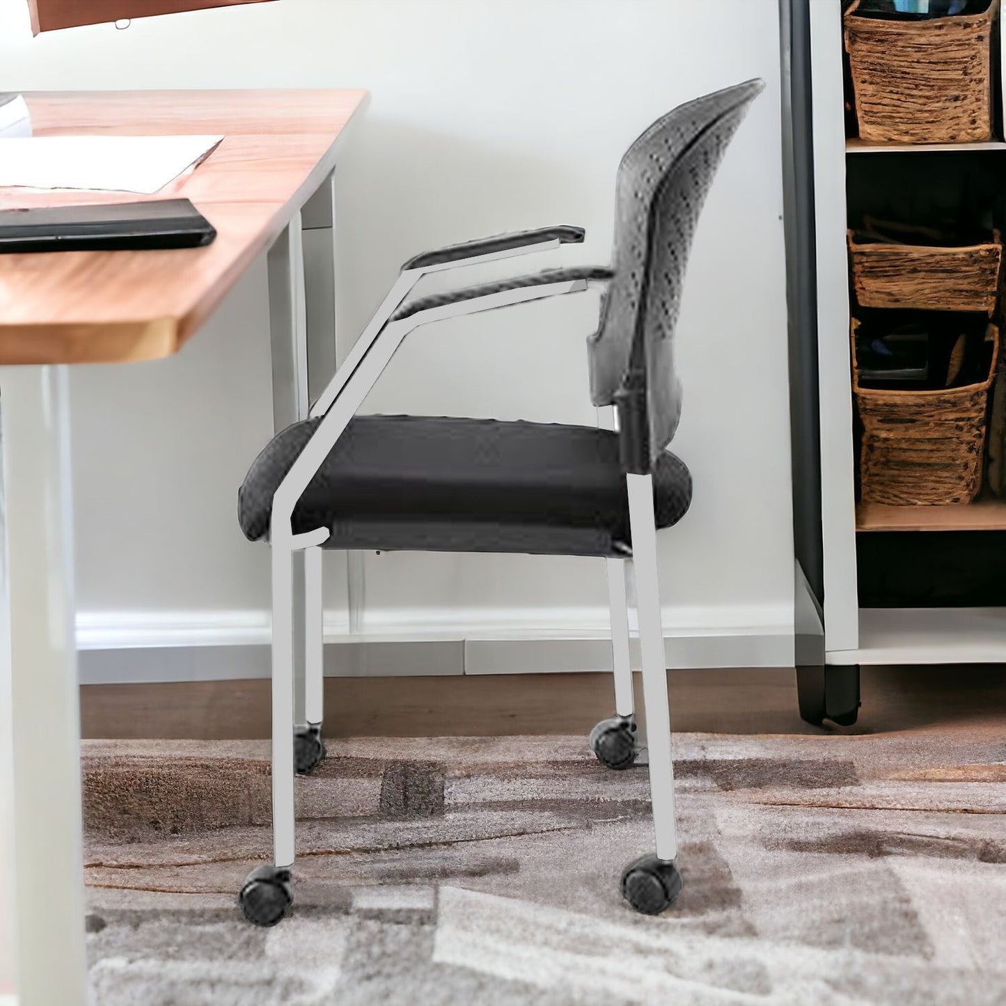 Black and White Plastic Rolling Office Chair