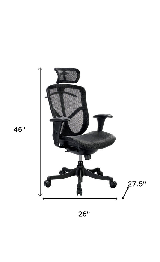 Black Adjustable Swivel Mesh Rolling Executive Office Chair