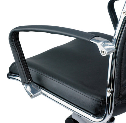 Black and Silver Adjustable Swivel Faux Leather Rolling Office Chair