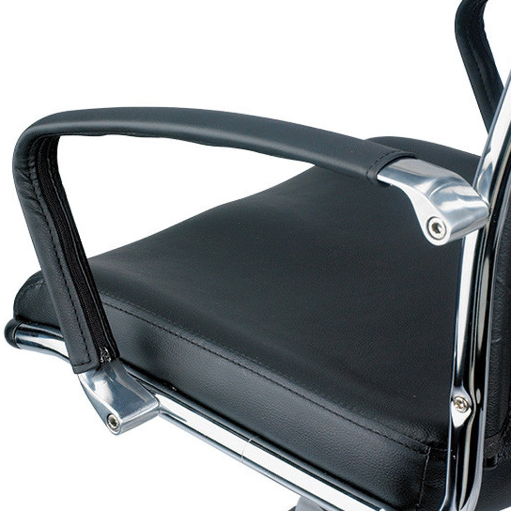 Black and Silver Adjustable Swivel Faux Leather Rolling Office Chair