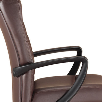 Brown and Black Adjustable Swivel Faux Leather Rolling Office Chair