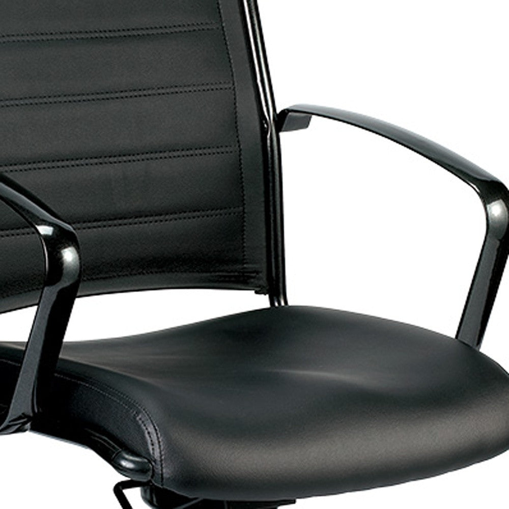 Black Adjustable Swivel Faux Leather Rolling Office Chair