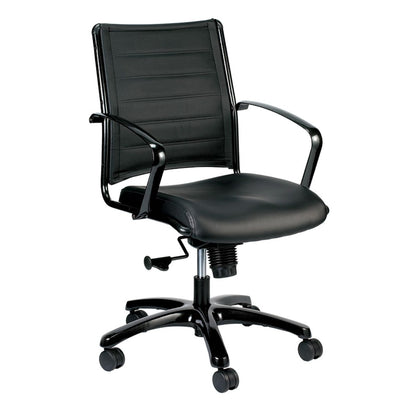 Black Adjustable Swivel Faux Leather Rolling Office Chair