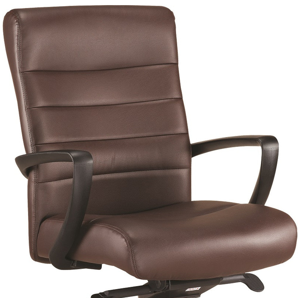 Brown and Black Adjustable Swivel Faux Leather Rolling Office Chair