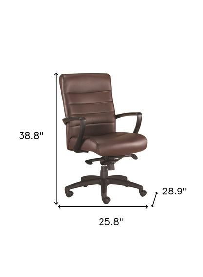 Brown and Black Adjustable Swivel Faux Leather Rolling Office Chair