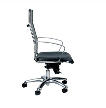 Black and Silver Adjustable Swivel Faux Leather Rolling Office Chair