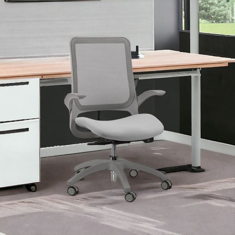 Gray Adjustable Swivel Mesh Rolling Office Chair