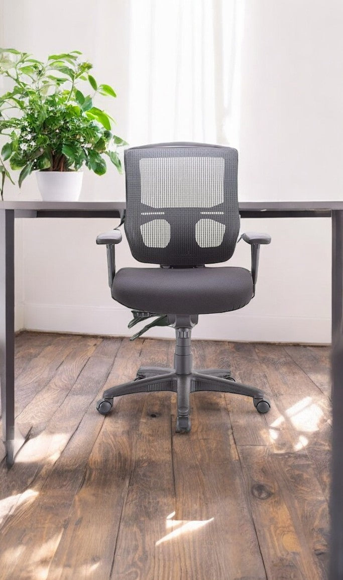 Black Adjustable Swivel Fabric Rolling Conference Office Chair