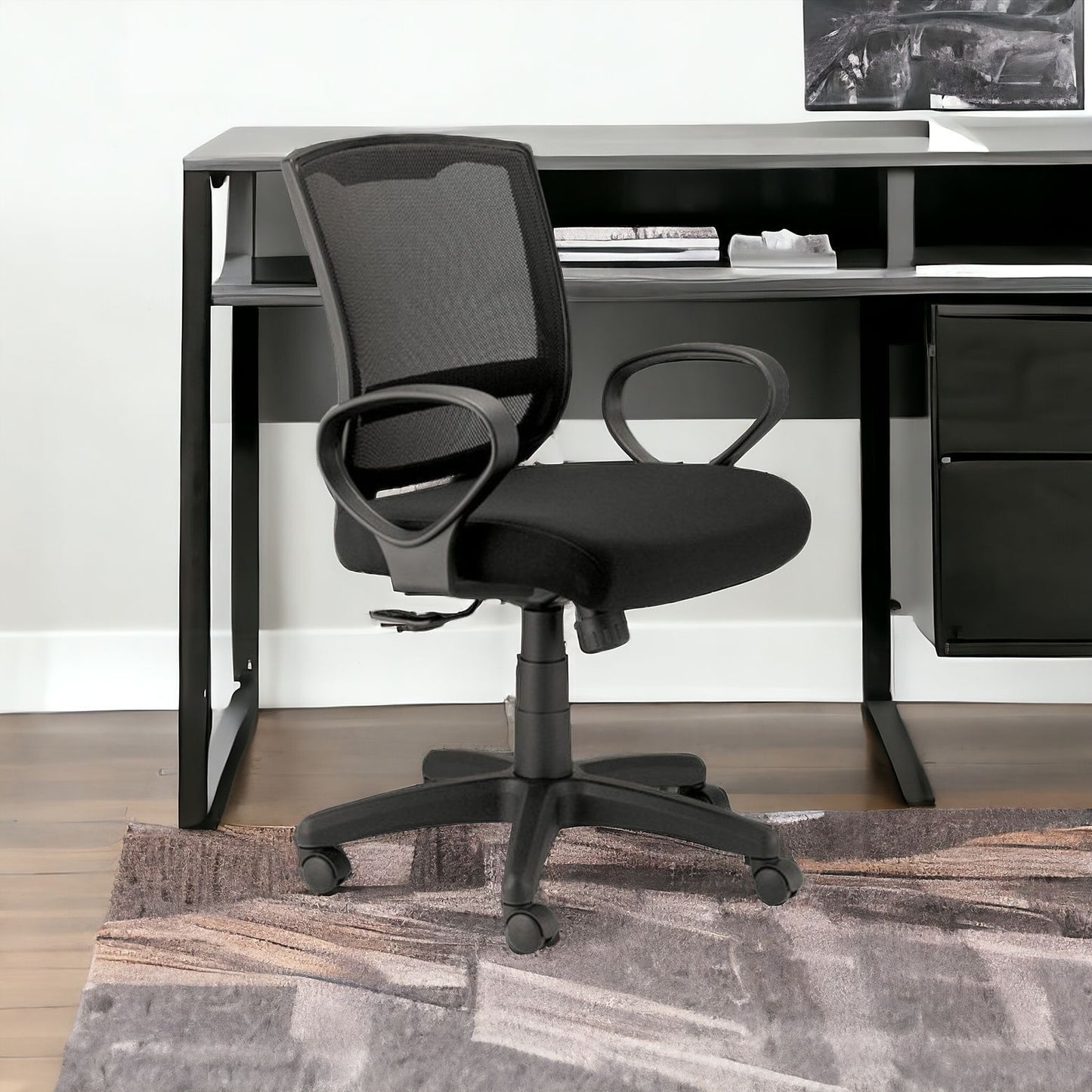 Black Adjustable Swivel Mesh Rolling Office Chair