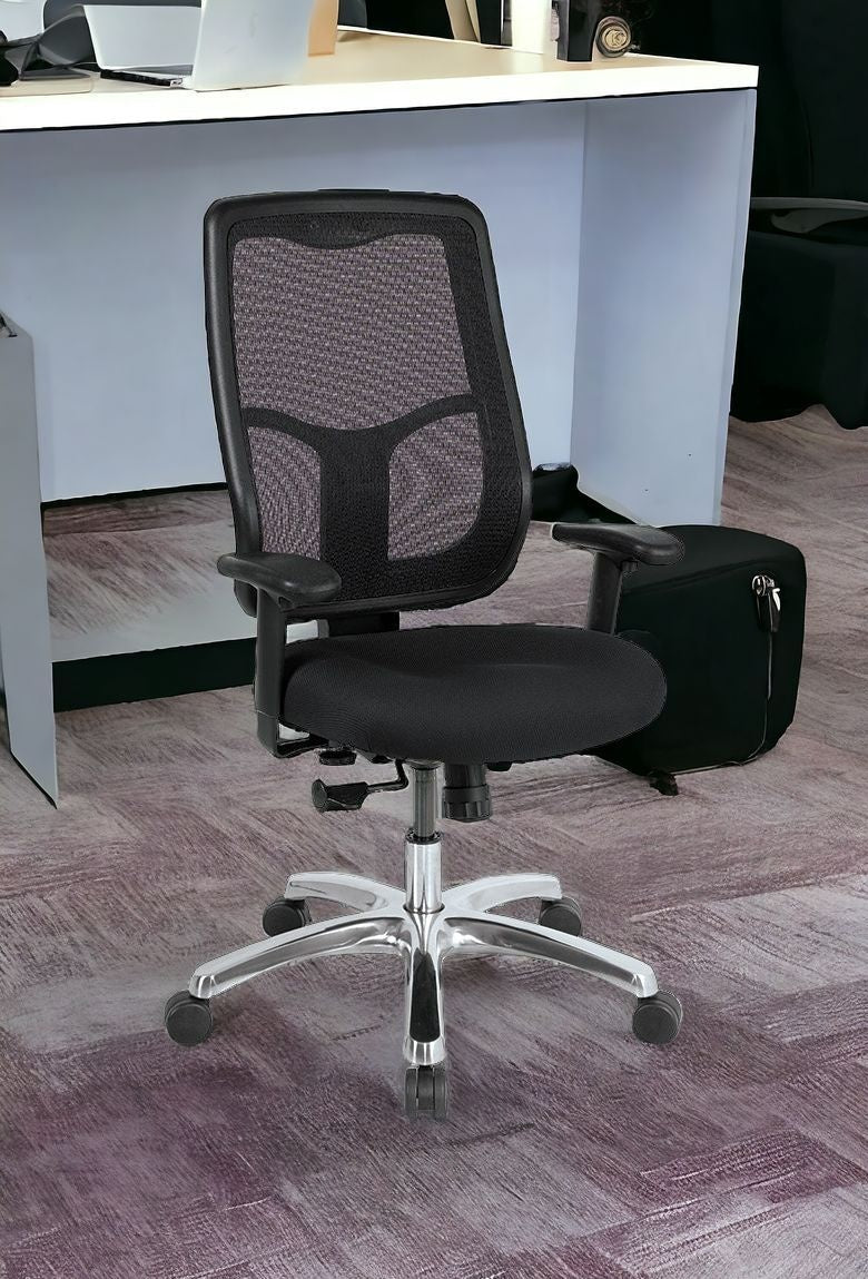 Black and Silver Adjustable Swivel Mesh Rolling Office Chair