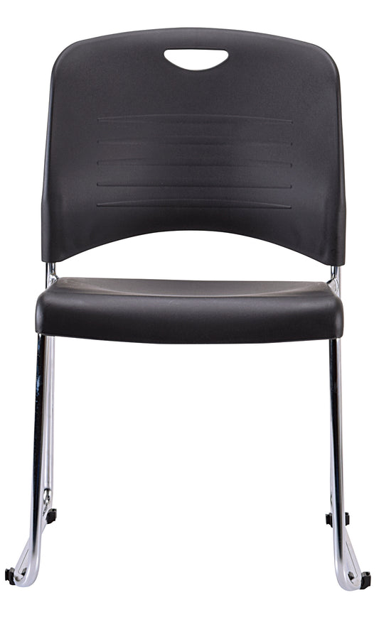 Set of Four Black and Silver Plastic Office Chair