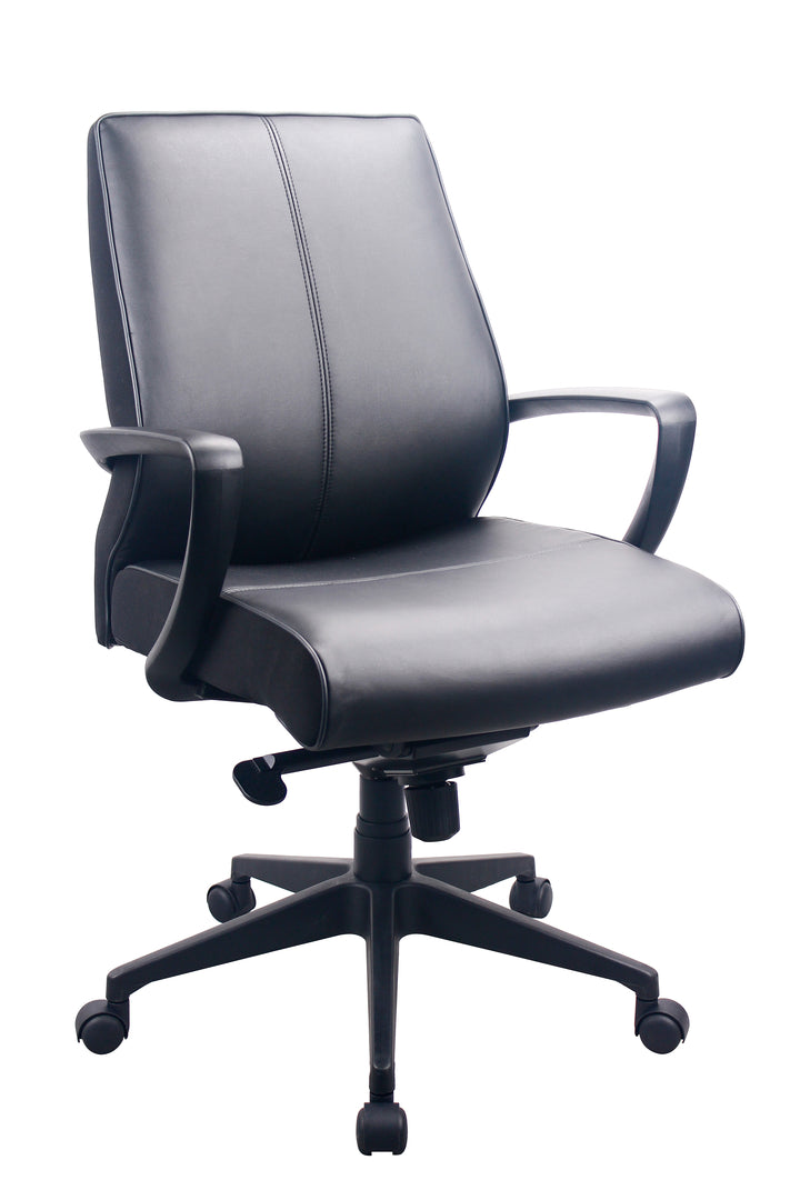 Black Adjustable Swivel Faux Leather Rolling Office Chair