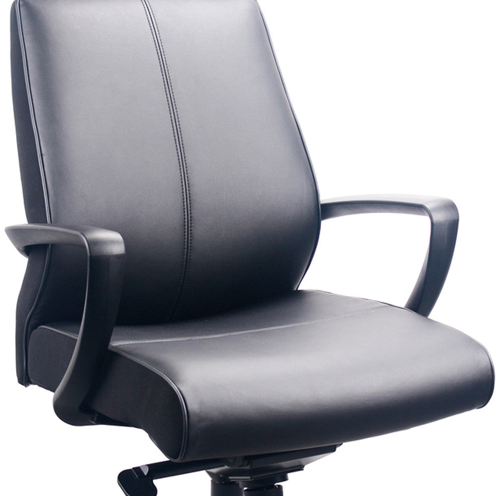 Black Adjustable Swivel Faux Leather Rolling Office Chair