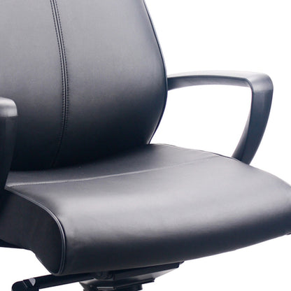 Black Adjustable Swivel Faux Leather Rolling Office Chair