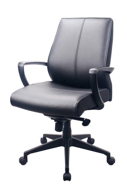 Black Adjustable Swivel Faux Leather Rolling Office Chair