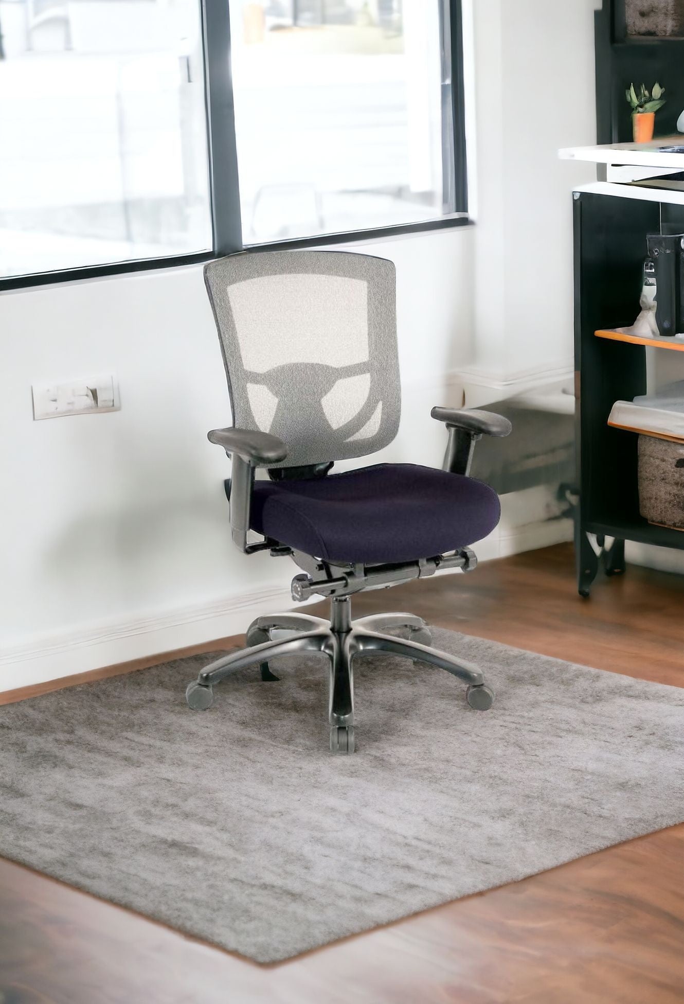 Slate Gray and Black Adjustable Swivel Mesh Rolling Office Chair