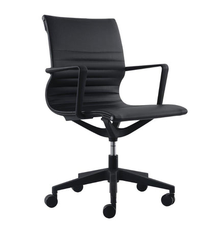 Black Adjustable Swivel Faux Leather Rolling Office Chair