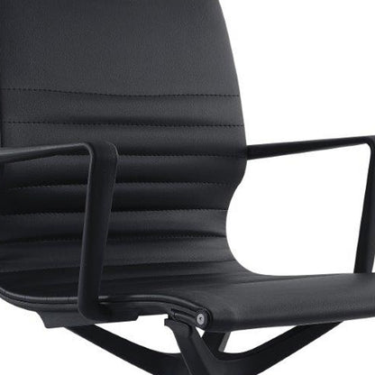 Black Adjustable Swivel Faux Leather Rolling Office Chair