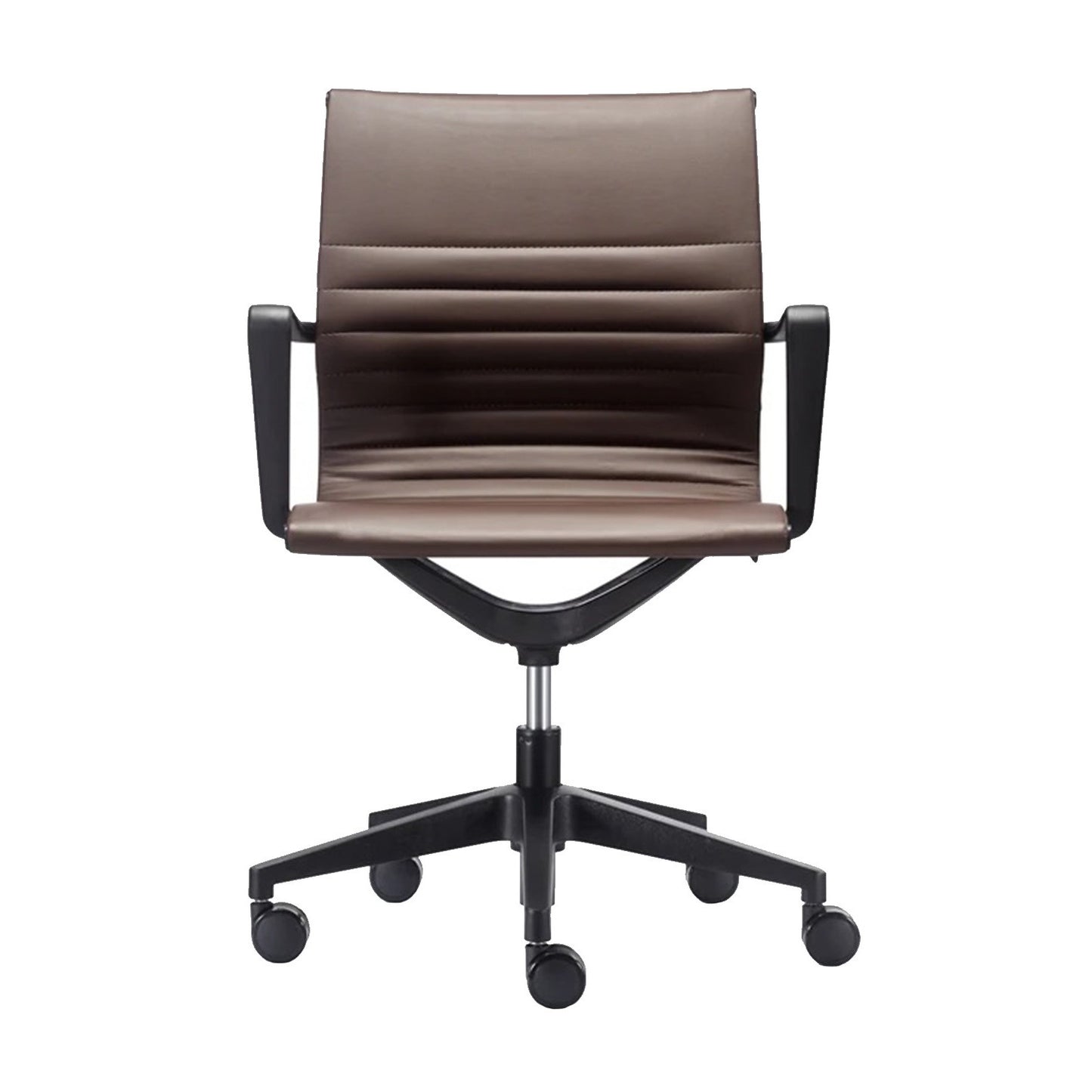 Black Adjustable Swivel Faux Leather Rolling Office Chair