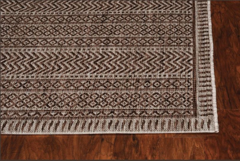 8' X 11' Mocha Geometric Patterns Indoor Area Rug