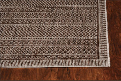 8' X 11' Mocha Geometric Patterns Indoor Area Rug