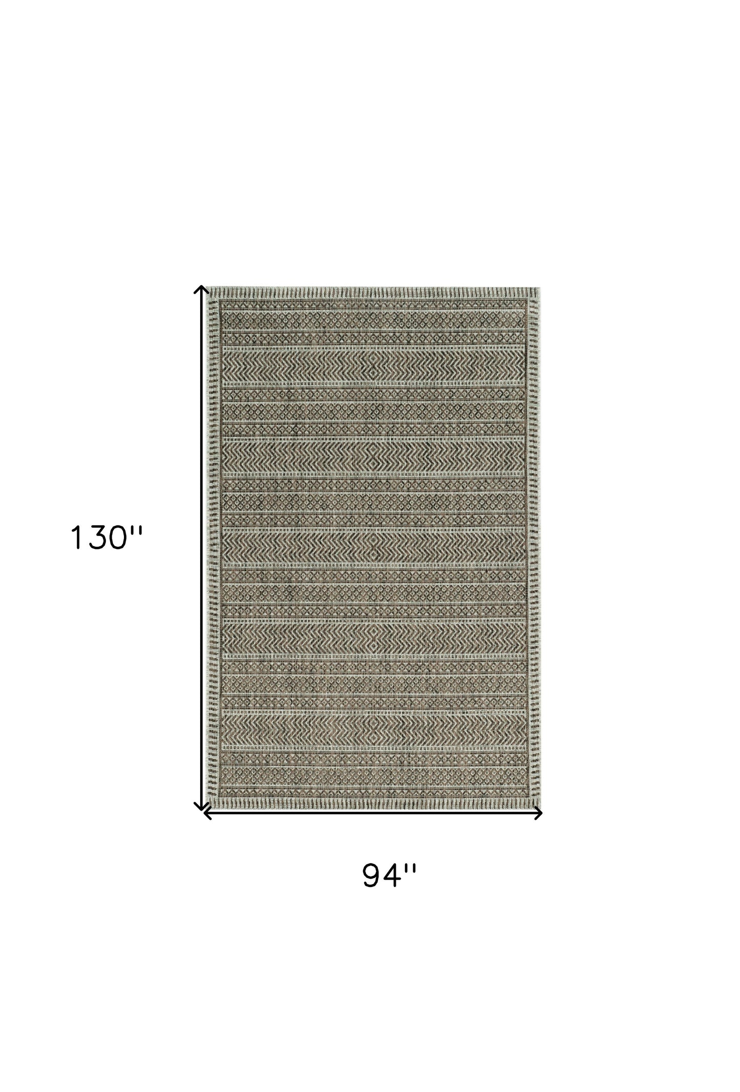 8' X 11' Mocha Geometric Patterns Indoor Area Rug