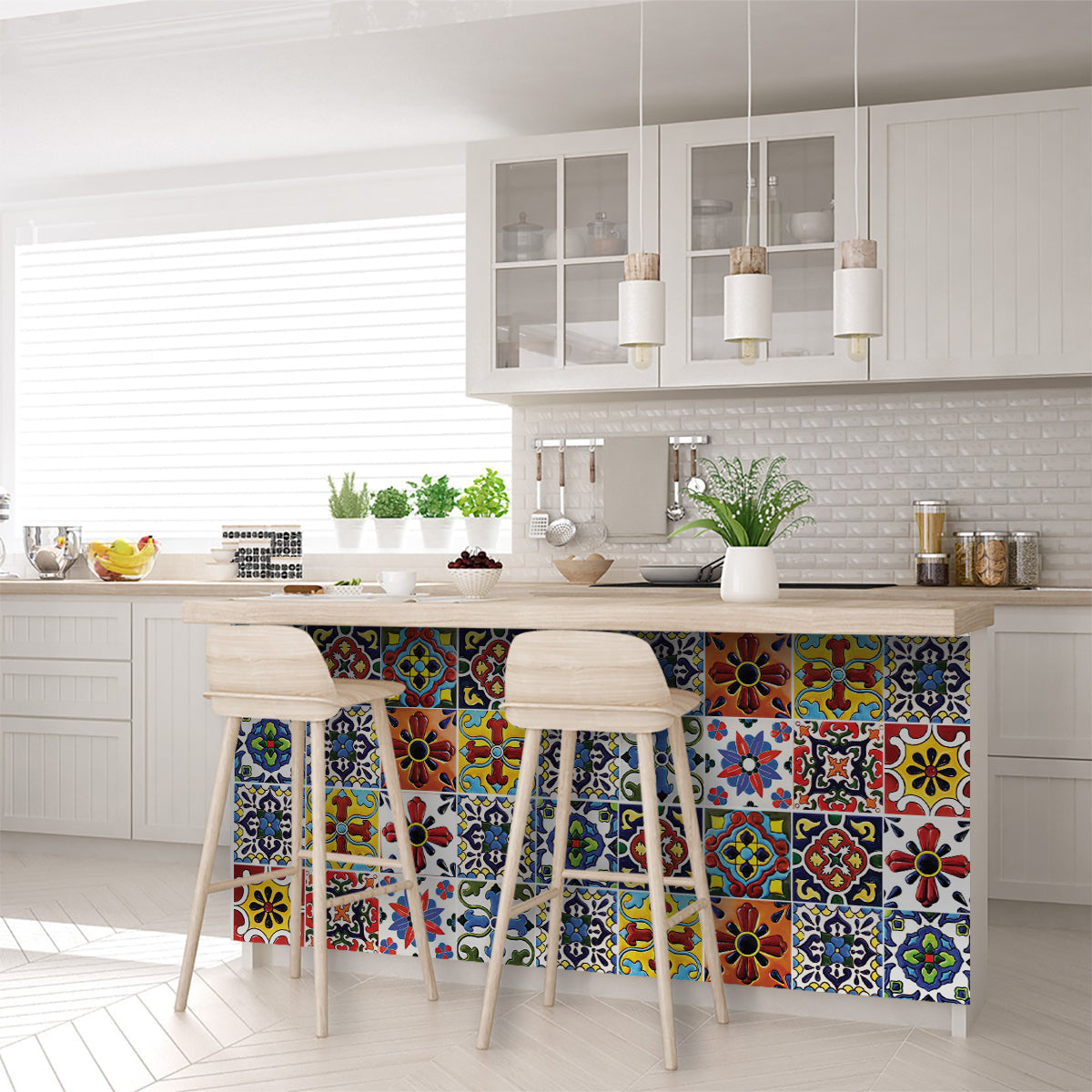 8" X 8" Festival Brights Mosaic Peel And Stick Removable Tiles