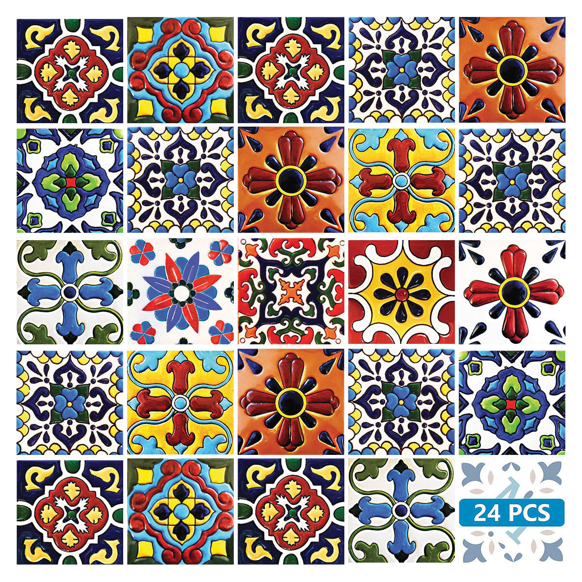 8" X 8" Festival Brights Mosaic Peel And Stick Removable Tiles