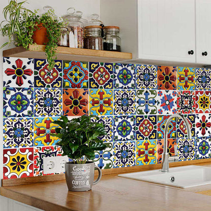 8" X 8" Festival Brights Mosaic Peel And Stick Removable Tiles