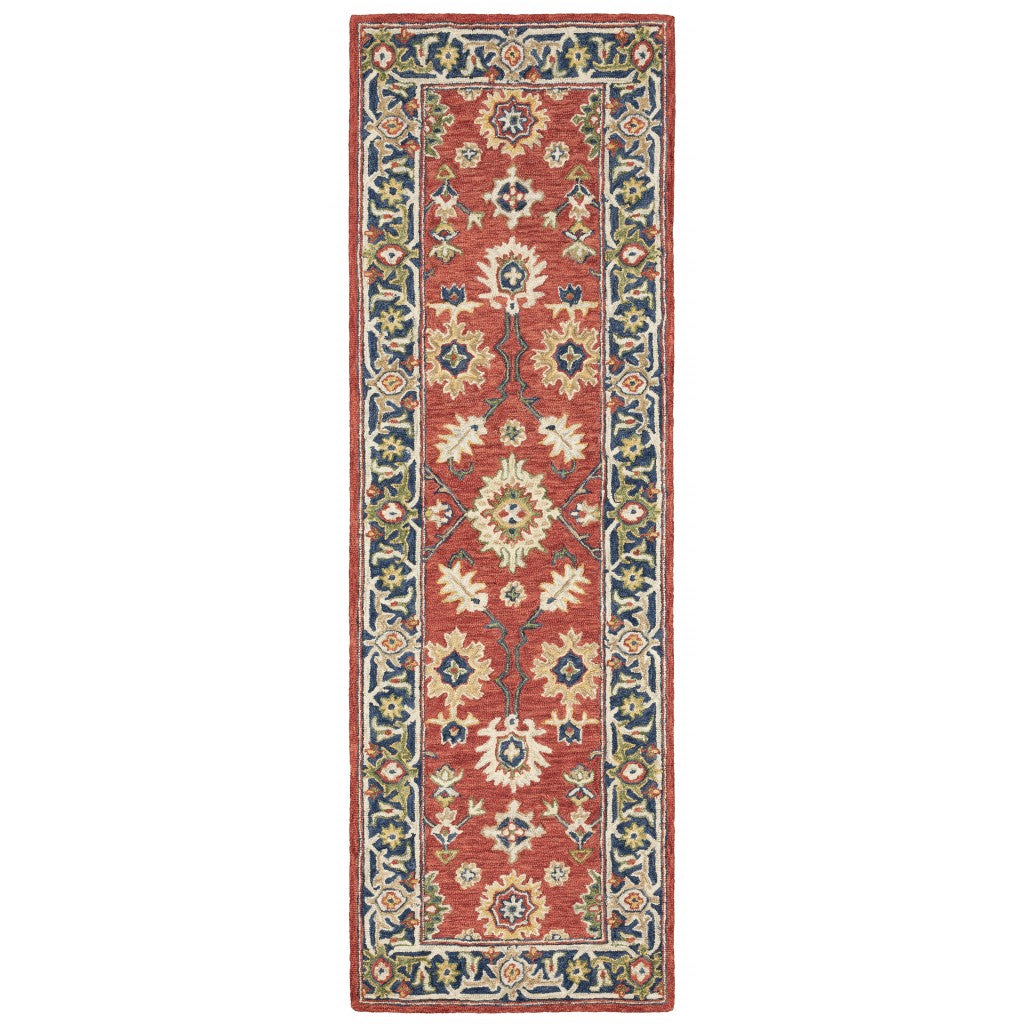 8' X 10' Red And Blue Bohemian Rug