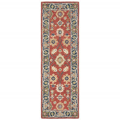 8' X 10' Red And Blue Bohemian Rug