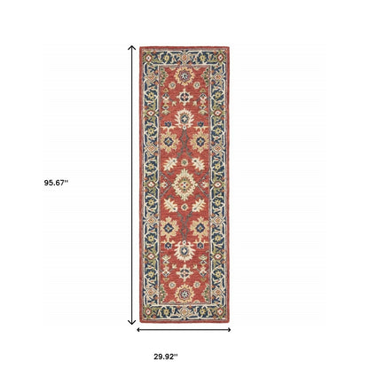 8' X 10' Red And Blue Bohemian Rug