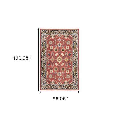 8' X 10' Red And Blue Bohemian Rug