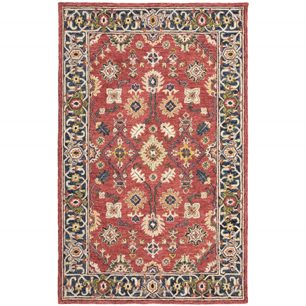 8' X 10' Red And Blue Bohemian Rug