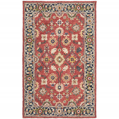 8' X 10' Red And Blue Bohemian Rug