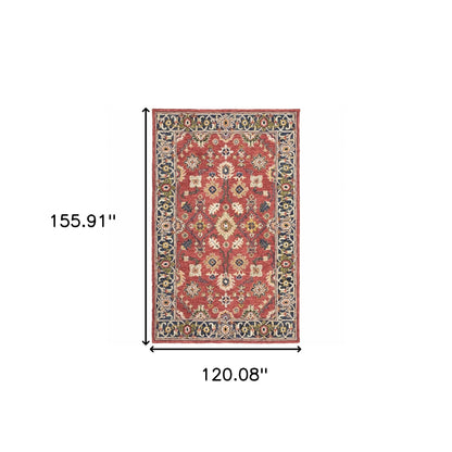 8' X 10' Red And Blue Bohemian Rug