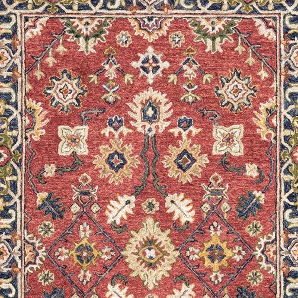 8' X 10' Red And Blue Bohemian Rug