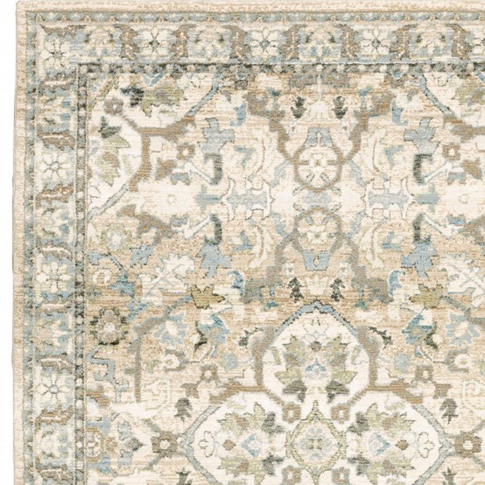 9' X 12' Beige And Ivory Medallion Area Rug