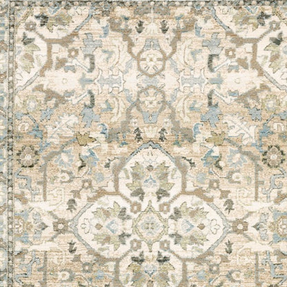 9' X 12' Beige And Ivory Medallion Area Rug