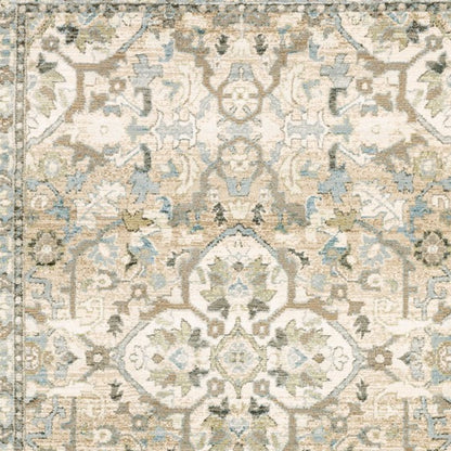 9' X 12' Beige And Ivory Medallion Area Rug