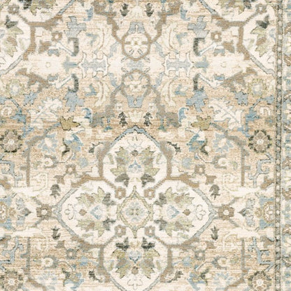 9' X 12' Beige And Ivory Medallion Area Rug